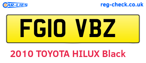 FG10VBZ are the vehicle registration plates.