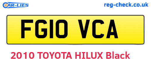 FG10VCA are the vehicle registration plates.
