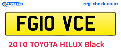 FG10VCE are the vehicle registration plates.