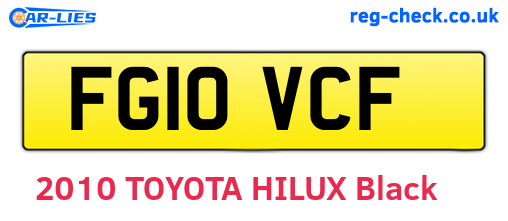 FG10VCF are the vehicle registration plates.