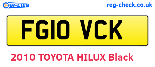 FG10VCK are the vehicle registration plates.