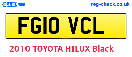 FG10VCL are the vehicle registration plates.