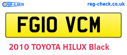 FG10VCM are the vehicle registration plates.
