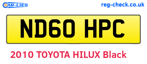 ND60HPC are the vehicle registration plates.