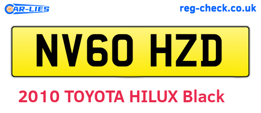 NV60HZD are the vehicle registration plates.