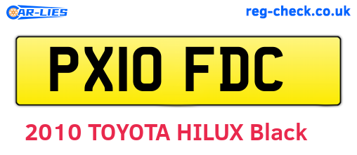 PX10FDC are the vehicle registration plates.