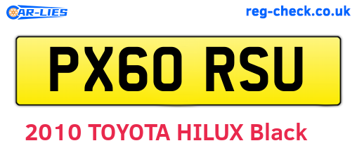 PX60RSU are the vehicle registration plates.
