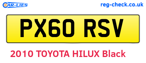 PX60RSV are the vehicle registration plates.