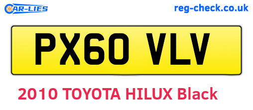 PX60VLV are the vehicle registration plates.