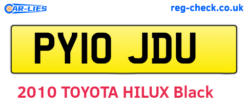 PY10JDU are the vehicle registration plates.