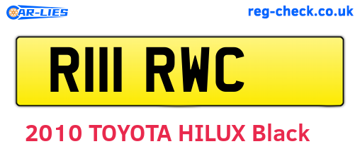 R111RWC are the vehicle registration plates.