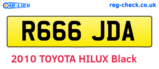 R666JDA are the vehicle registration plates.