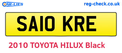 SA10KRE are the vehicle registration plates.