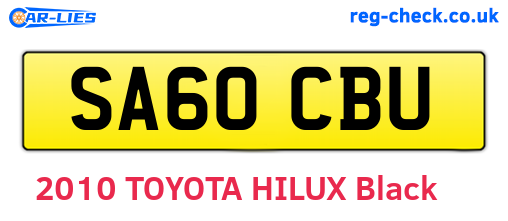 SA60CBU are the vehicle registration plates.