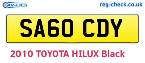 SA60CDY are the vehicle registration plates.