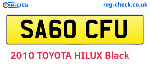 SA60CFU are the vehicle registration plates.
