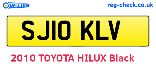 SJ10KLV are the vehicle registration plates.