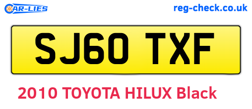 SJ60TXF are the vehicle registration plates.