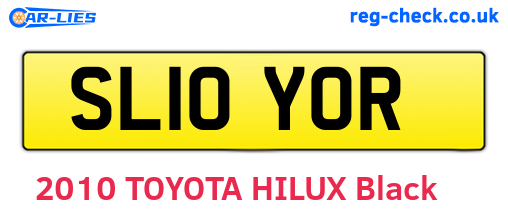 SL10YOR are the vehicle registration plates.