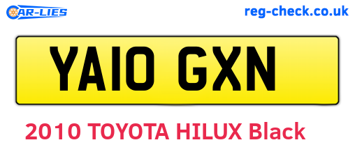 YA10GXN are the vehicle registration plates.