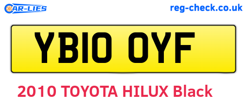 YB10OYF are the vehicle registration plates.