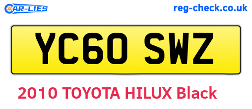 YC60SWZ are the vehicle registration plates.