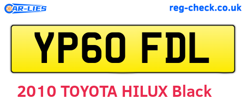 YP60FDL are the vehicle registration plates.