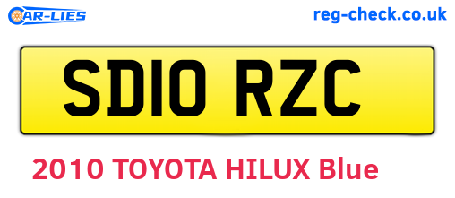 SD10RZC are the vehicle registration plates.