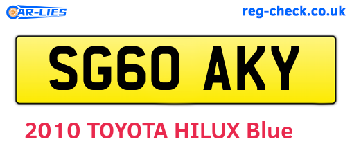 SG60AKY are the vehicle registration plates.