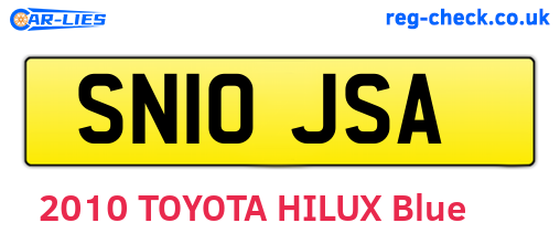 SN10JSA are the vehicle registration plates.