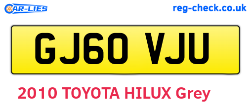 GJ60VJU are the vehicle registration plates.