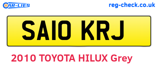 SA10KRJ are the vehicle registration plates.