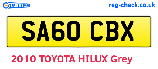 SA60CBX are the vehicle registration plates.