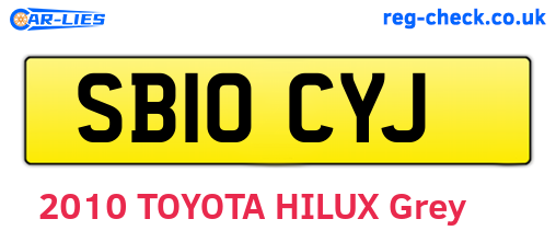 SB10CYJ are the vehicle registration plates.