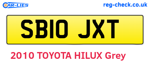 SB10JXT are the vehicle registration plates.