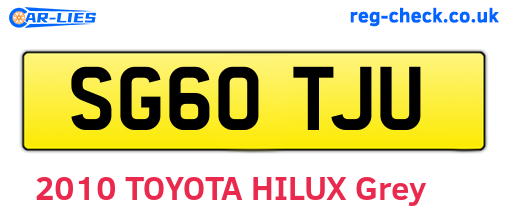SG60TJU are the vehicle registration plates.