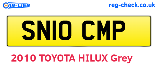 SN10CMP are the vehicle registration plates.