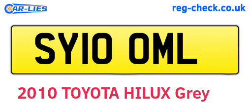 SY10OML are the vehicle registration plates.
