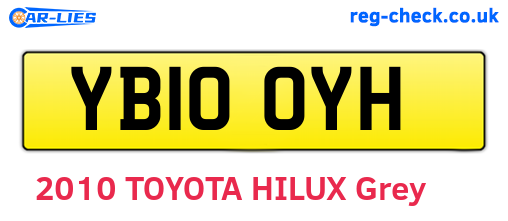 YB10OYH are the vehicle registration plates.