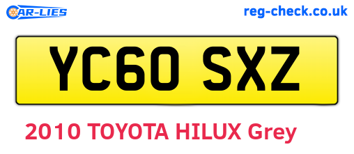 YC60SXZ are the vehicle registration plates.