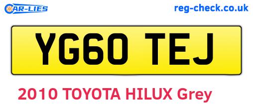 YG60TEJ are the vehicle registration plates.