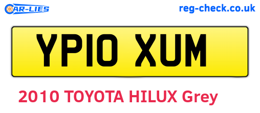 YP10XUM are the vehicle registration plates.