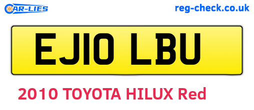EJ10LBU are the vehicle registration plates.