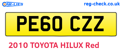 PE60CZZ are the vehicle registration plates.