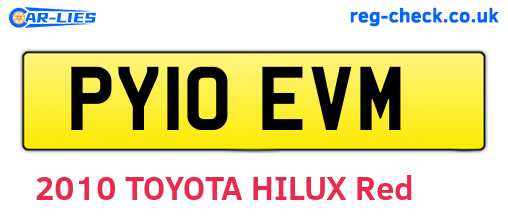 PY10EVM are the vehicle registration plates.