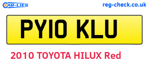 PY10KLU are the vehicle registration plates.