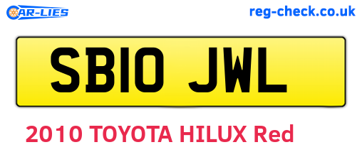 SB10JWL are the vehicle registration plates.
