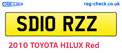 SD10RZZ are the vehicle registration plates.