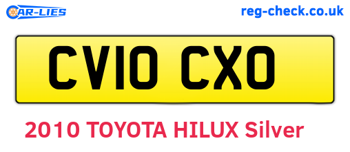 CV10CXO are the vehicle registration plates.