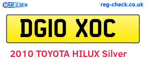 DG10XOC are the vehicle registration plates.